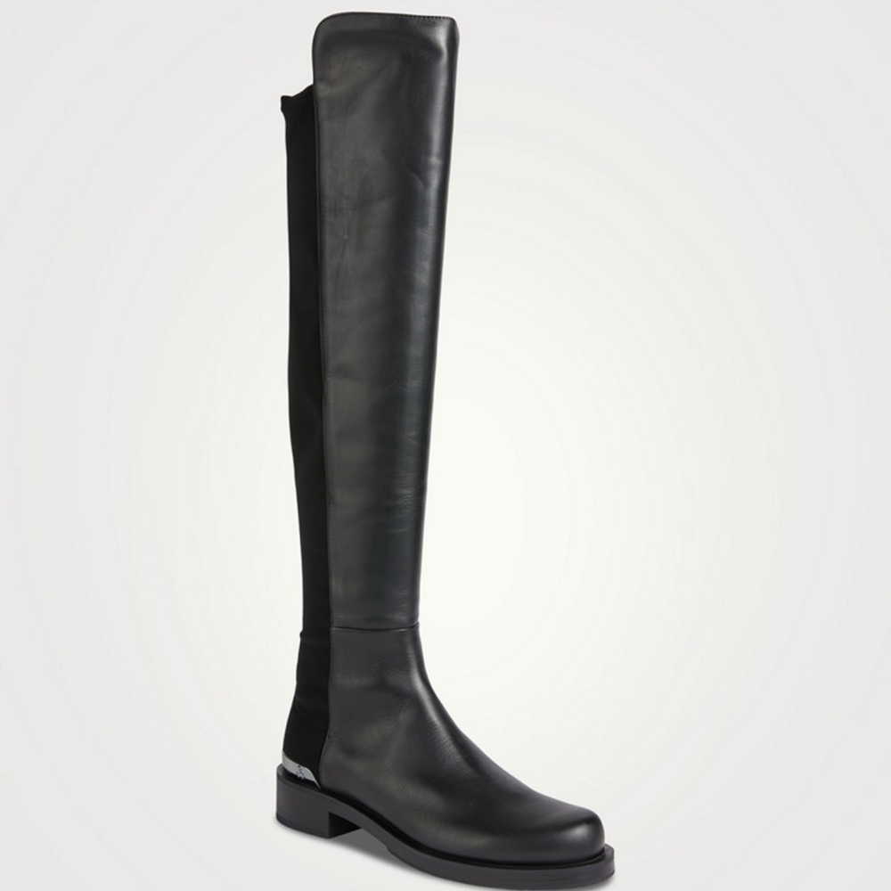 Stuart Weitzman Bold Logo 50/50 Black OTK Boots 9.5
